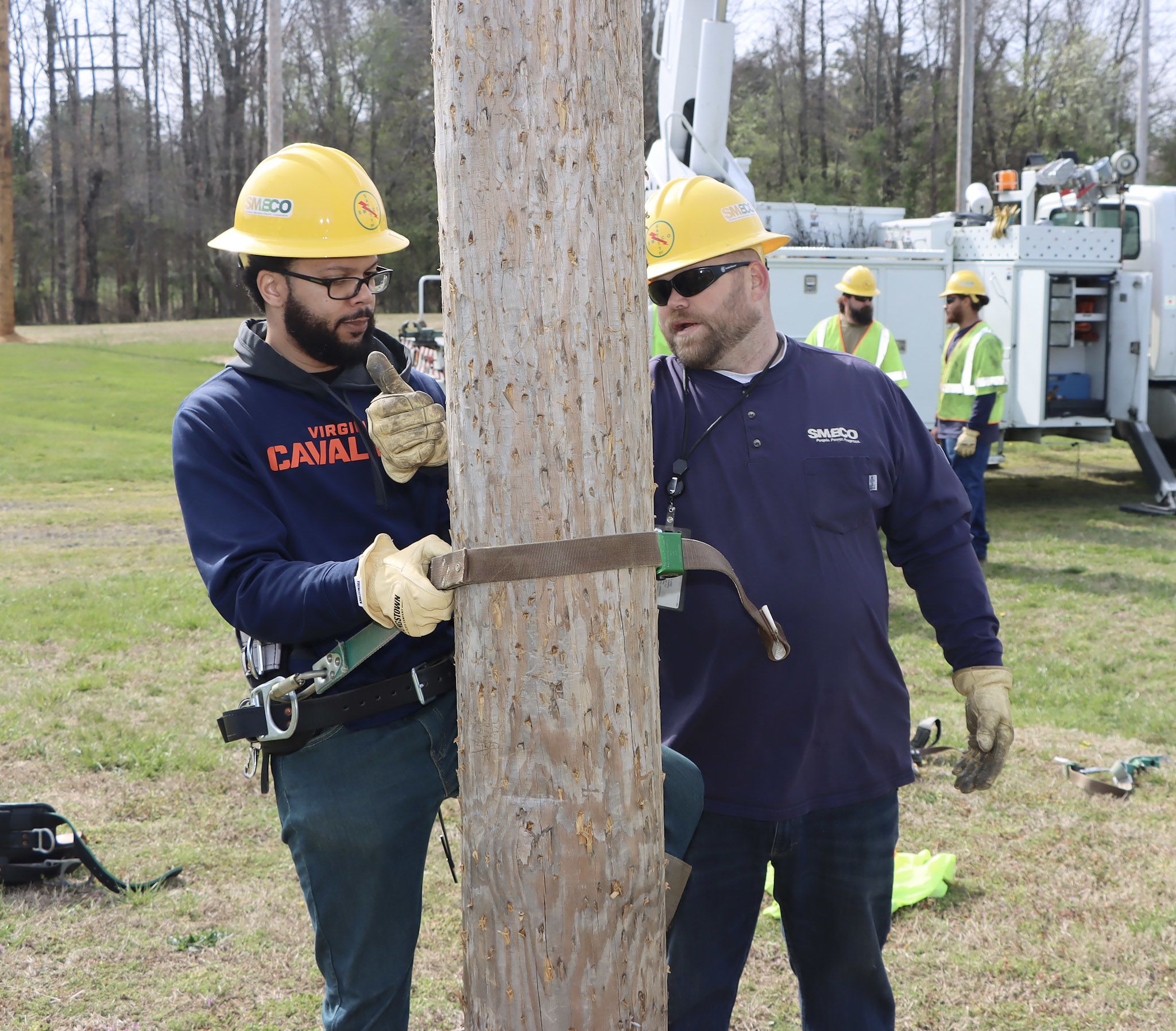 Lineworker job applicant learns to climb poles