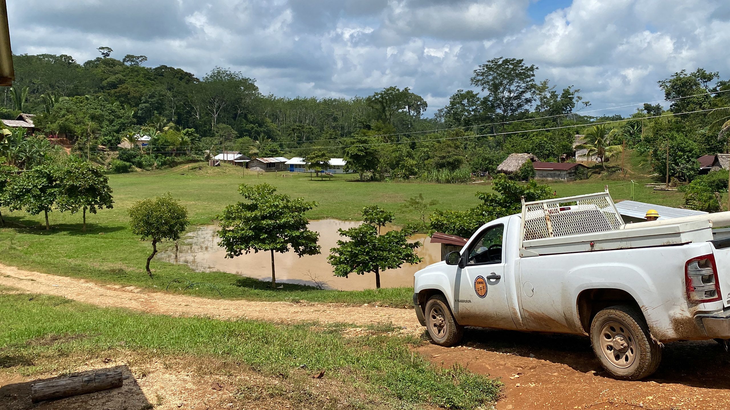 Utility pickup truck near Santa Isabel town center