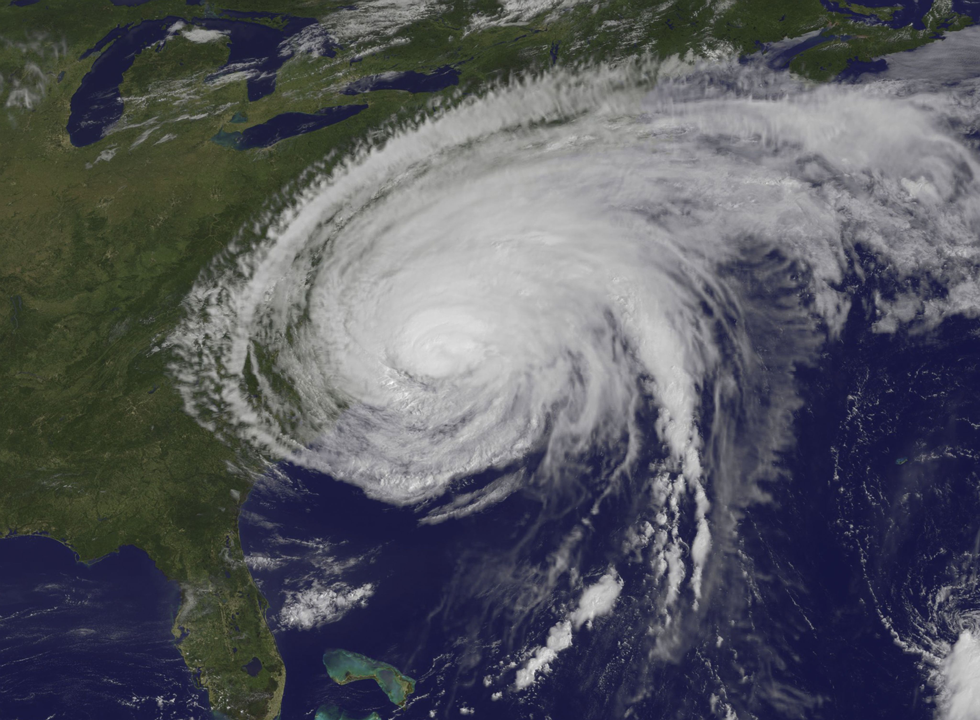 Satellite image of Hurricane Irene making landfall